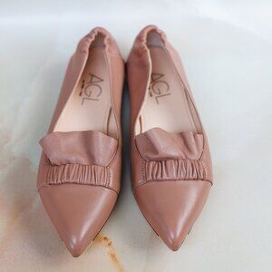 AGL Attilio Giusti Leombruni Pointed Ruffles Toe Loafer Mauve
